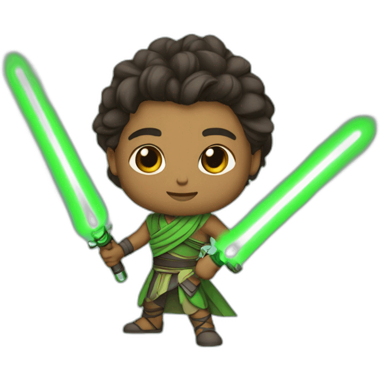 Young Ashoka Tano with green lightsabers emoji