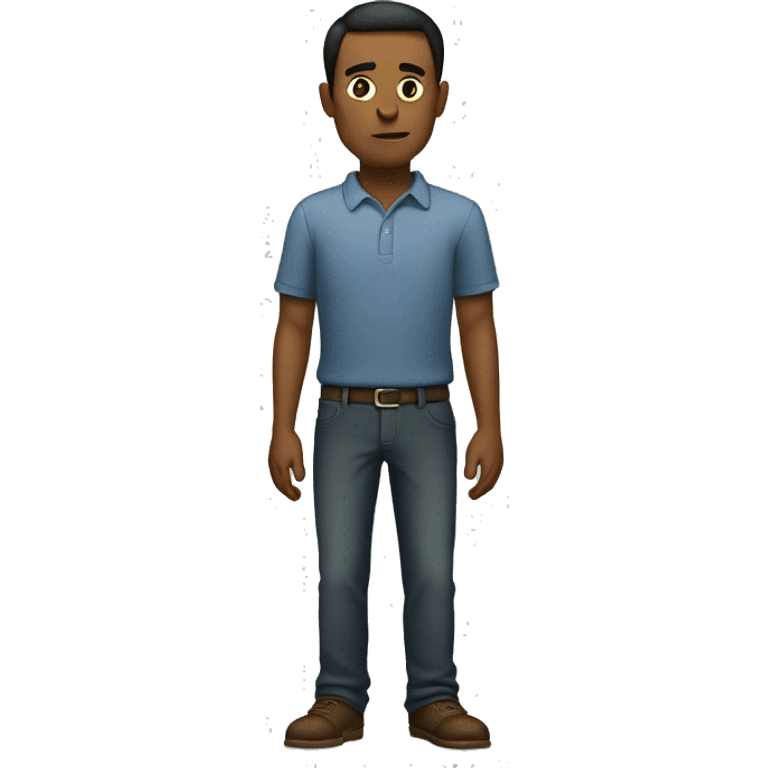  a slim man standing with a slightly tense posture.  emoji