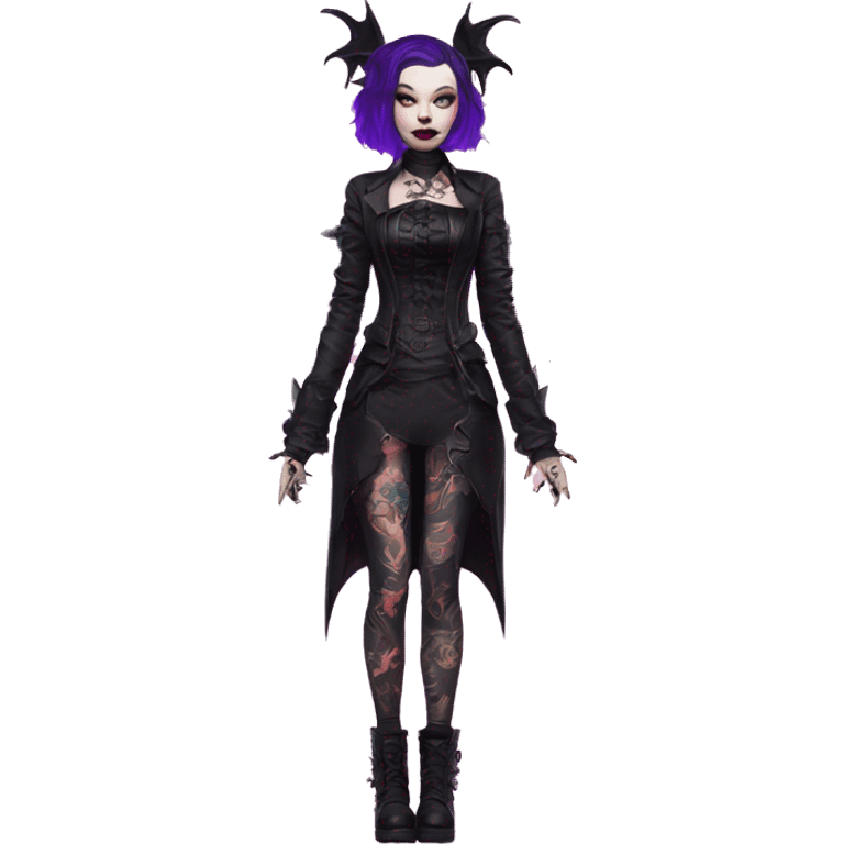 Quirky goth people Afflecks Palace unique attire with dragon bat wings and tattoos neon emoji