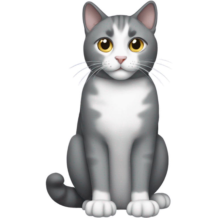 Grey cat with white belly and white paws  emoji