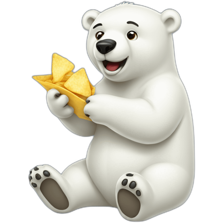 polar bear eats chips from bag emoji