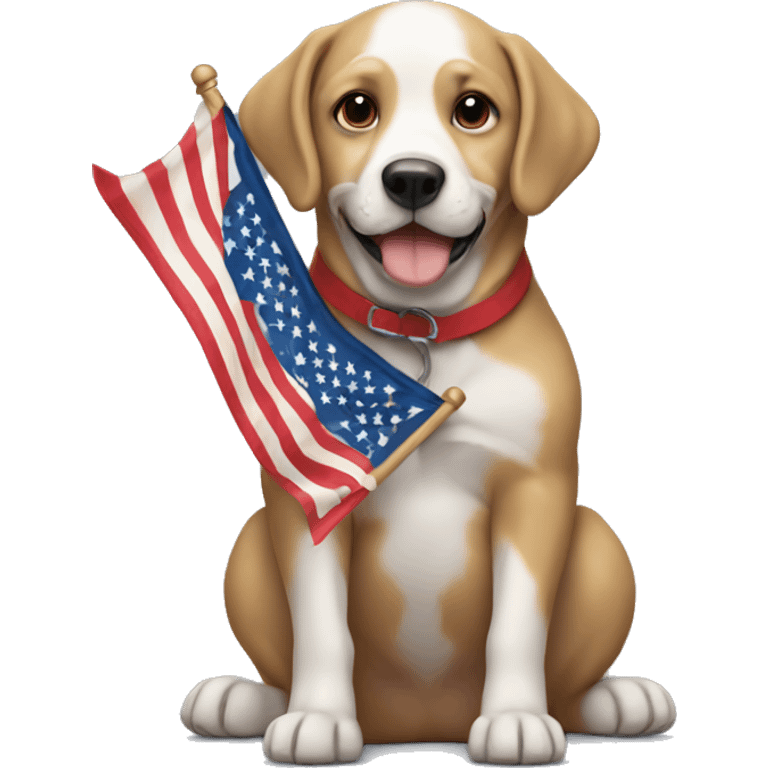 Dog holding MAGA flag emoji