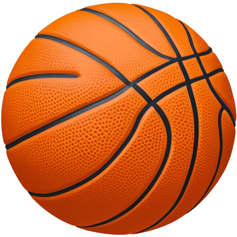 Cinematic Realistic image of a basketball rendered in vivid orange with a pebbled surface texture and crisp stitching details, set against a high-contrast backdrop that highlights its dynamic, sporty essence emoji