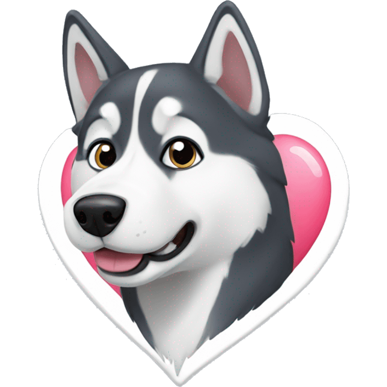 Husky with a heart emoji