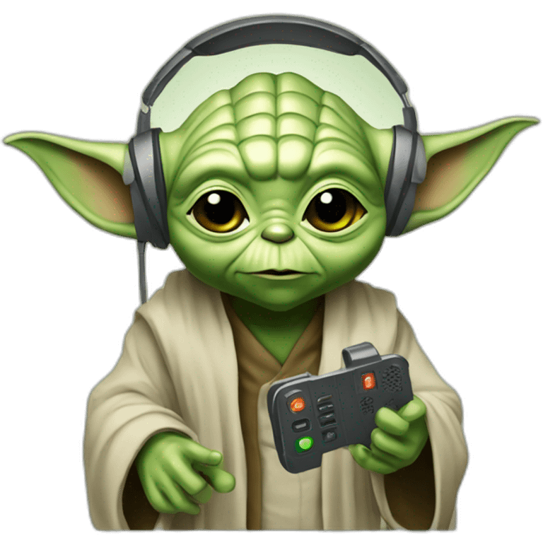 Yoda with  headset phone  emoji