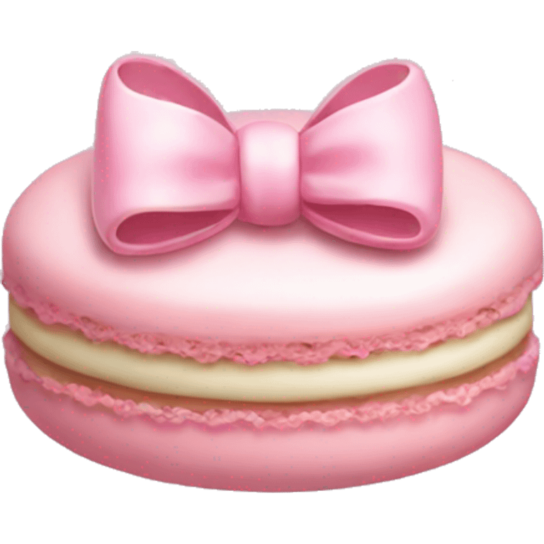 Pastel pink macaron with bow emoji