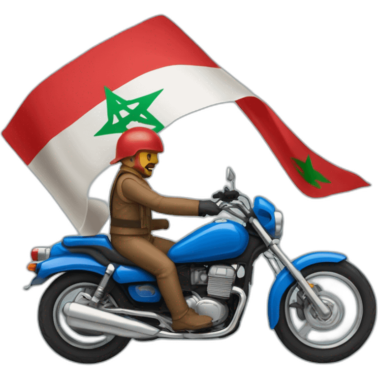 quelqu'un sur une moto avec le drapeau du Maroc derrière emoji