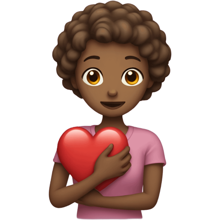 Mother holds her heart in her arm emoji