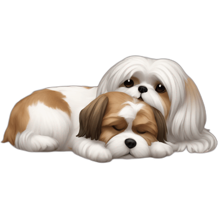 Shih tzu dog and human lady sleeping on couch emoji