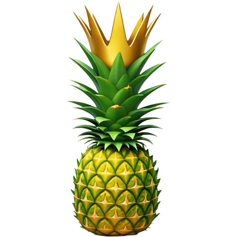 Cinematic Realistic Pineapple Emoji, Tropical and vibrant, with a golden-yellow textured skin and a crown of spiky green leaves on top. The body of the fruit is sharply geometric, its surface rich with natural patterns. Soft glowing outline, capturing the essence of exotic sweetness and tropical flair in a fresh pineapple! emoji