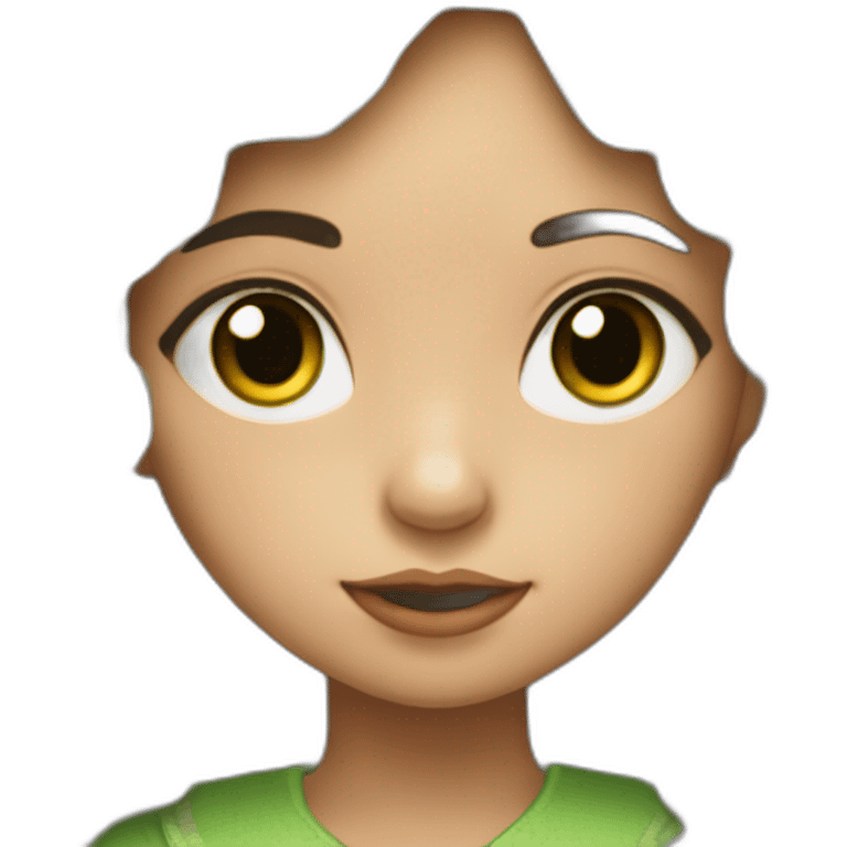 Niña morena con rizos y ojos verdes claros emoji