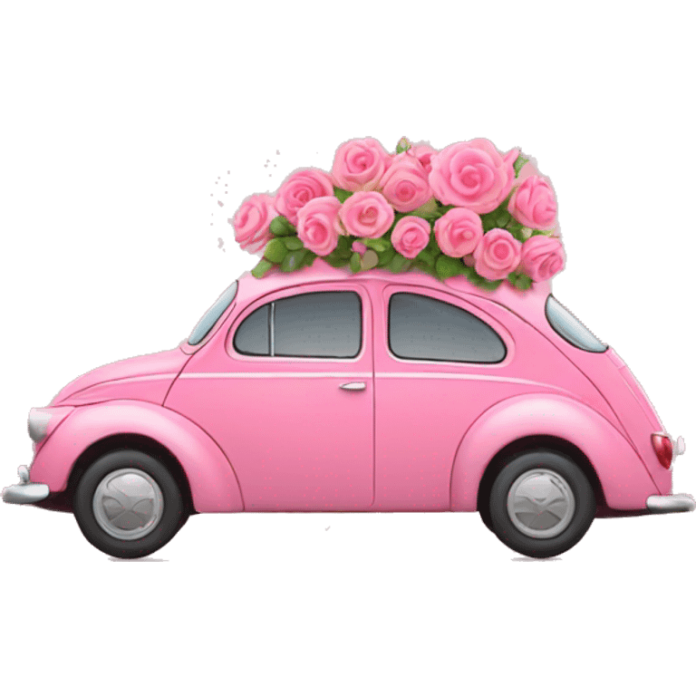 Coche rosa con flores  emoji