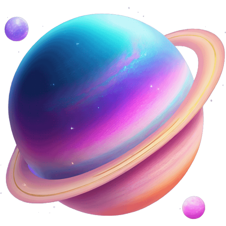 sparkly glittery blue purple and pink gradient planet with a cheesy saturn ring emoji