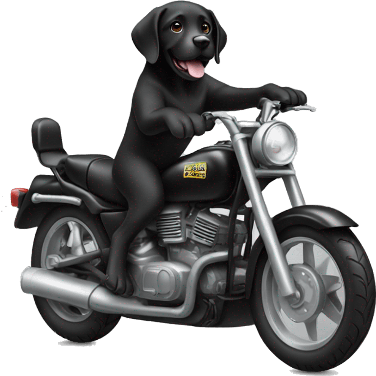 cool black lab riding motorbike emoji