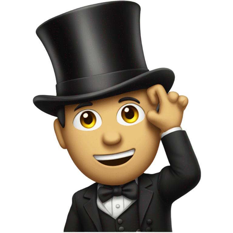 Guy with top hat holding middle fingers emoji