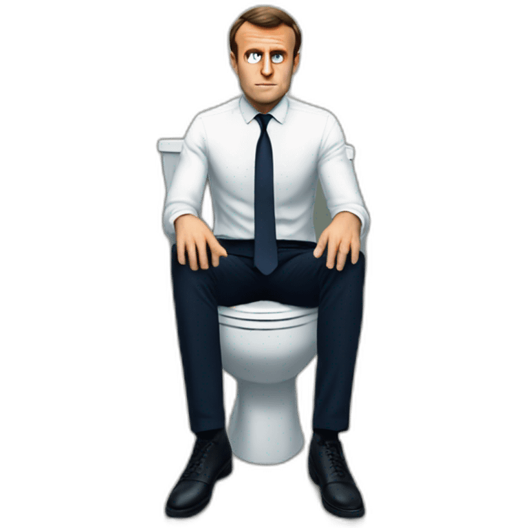 Emmanuel macron sitting on toilets angry emoji