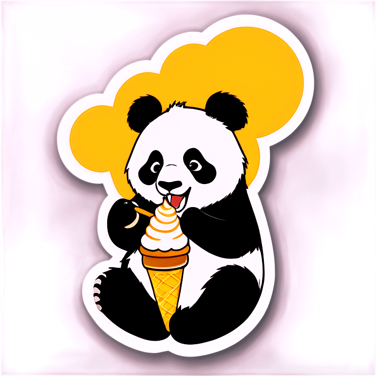 Panda eating ice cream emoji