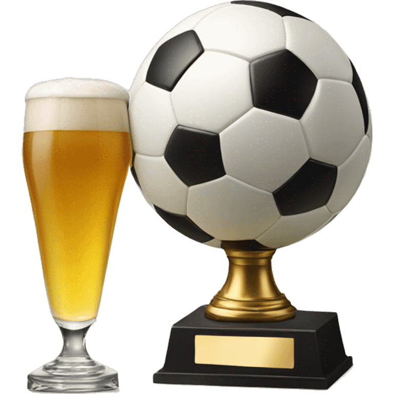 Soccer ball with trophy and a beer  emoji