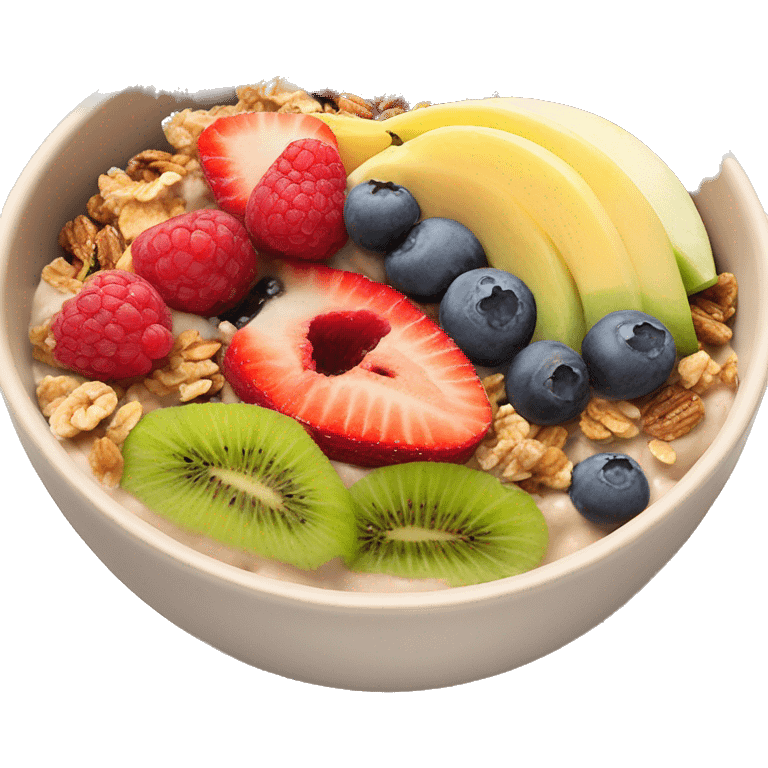 A smoothiebowl with fruit and granola emoji