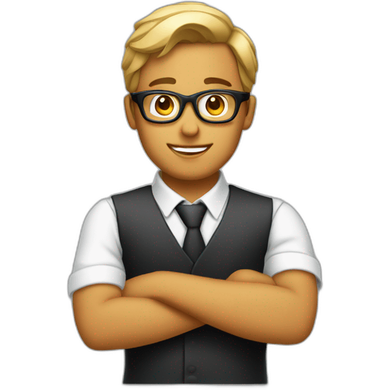 waiter with glasses young emoji