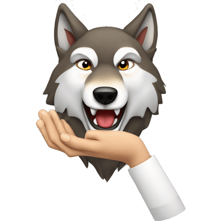 a wolf making turkish bozkurt sybol with his hand  emoji