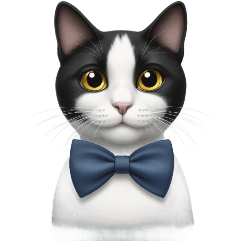 black and white cat with a bow tie  emoji