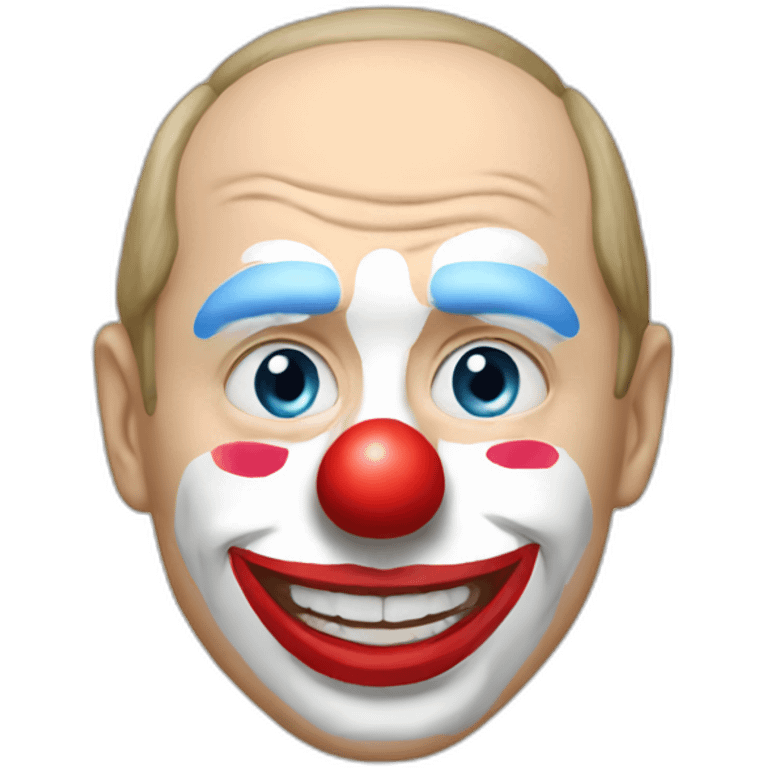 Putin wears clown face mask emoji