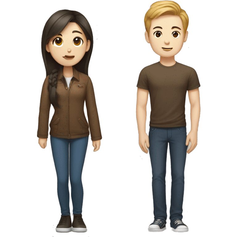 south korean girl and tall white guy with brown hair emoji