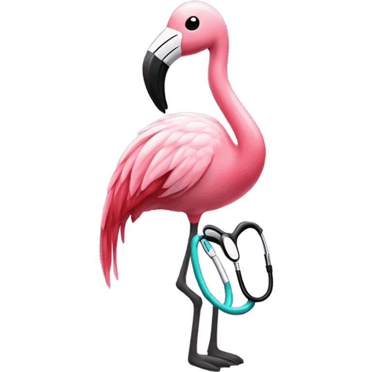 Flamingo with stethoscope emoji