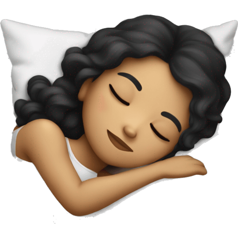 Sleeping girl on pillow dark hair emoji