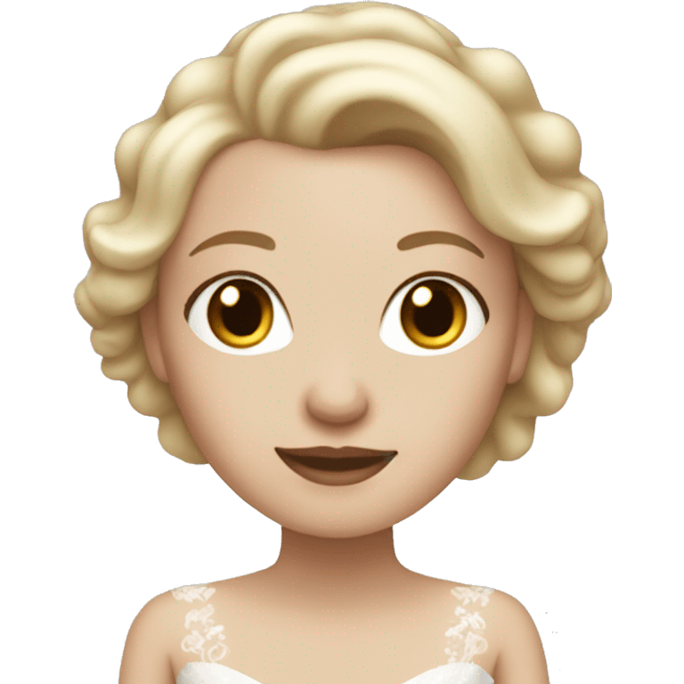 White girl with blonde hair in long wedding dress emoji