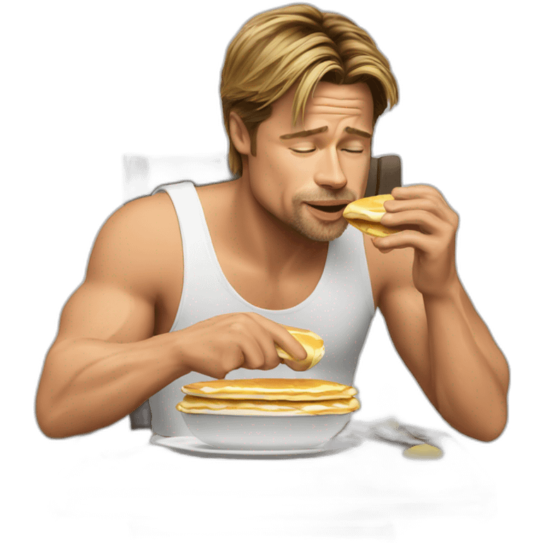 Brad Pitt eating pancakes emoji