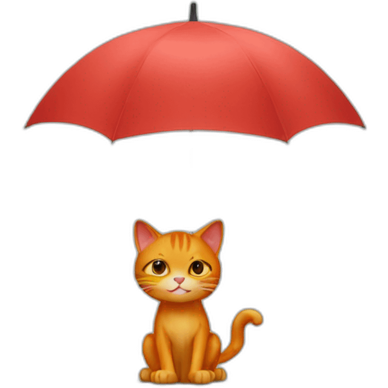 red cat with an umbrella emoji