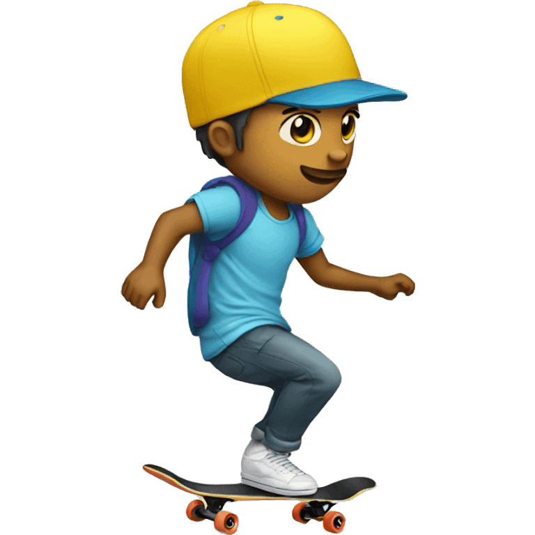 Skateboarding con gorra amarilla emoji