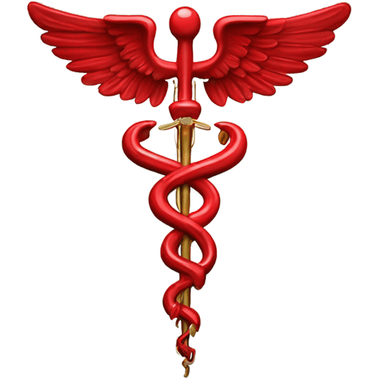 Red and detailed caduceus  emoji