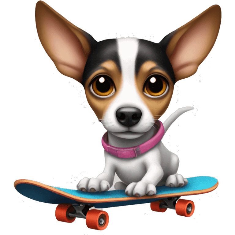 Rat terrier on a skateboard  emoji