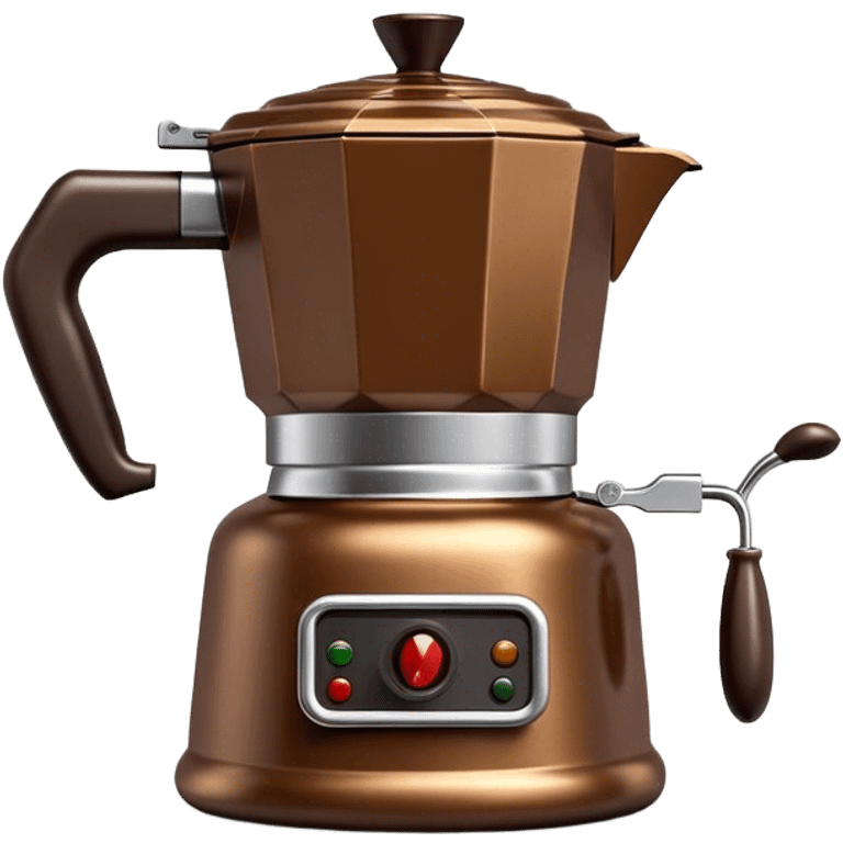 Cinematic Realistic Moka Pot Pop Culture Emoji, featuring an iconic Italian coffee maker rendered with classic charm and warm, inviting lighting. emoji