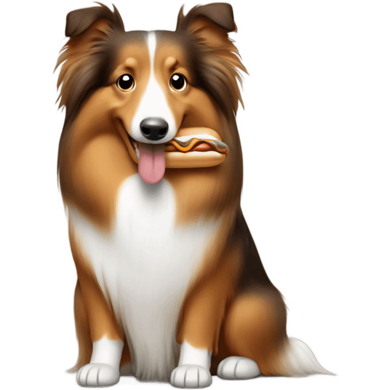 sheltie eating a hotdog emoji