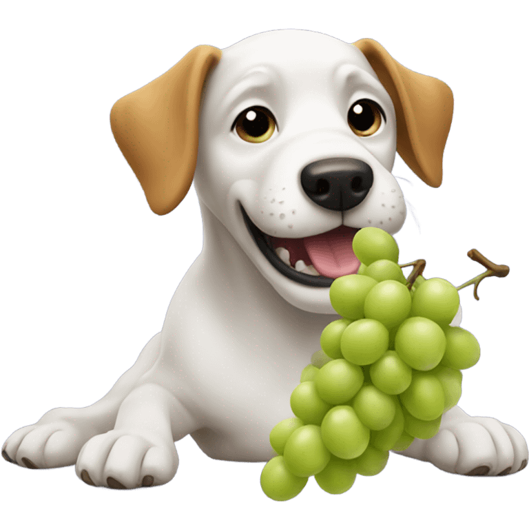 Dog eating grapes emoji