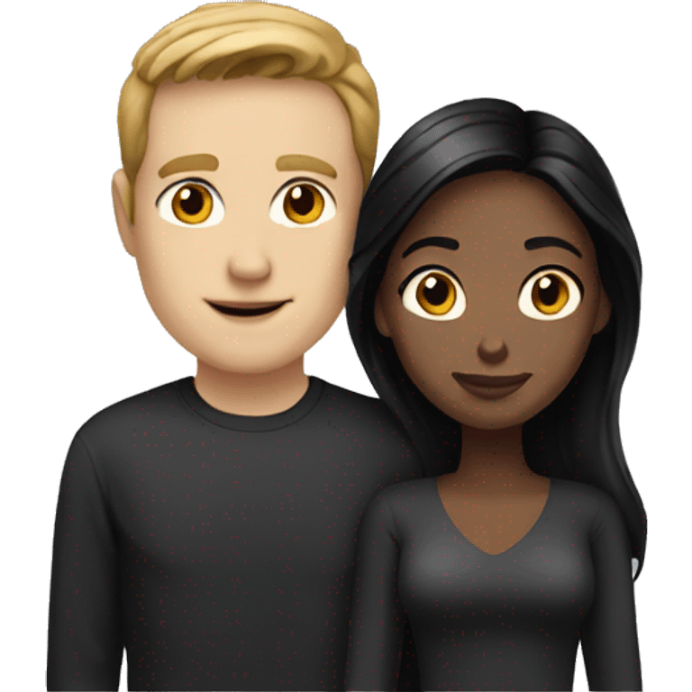 white man brown hair and brown woman black hair love  emoji