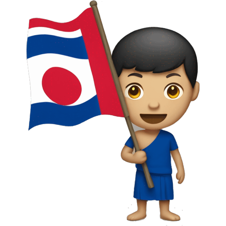 Laotian man holding a Laos flag  emoji