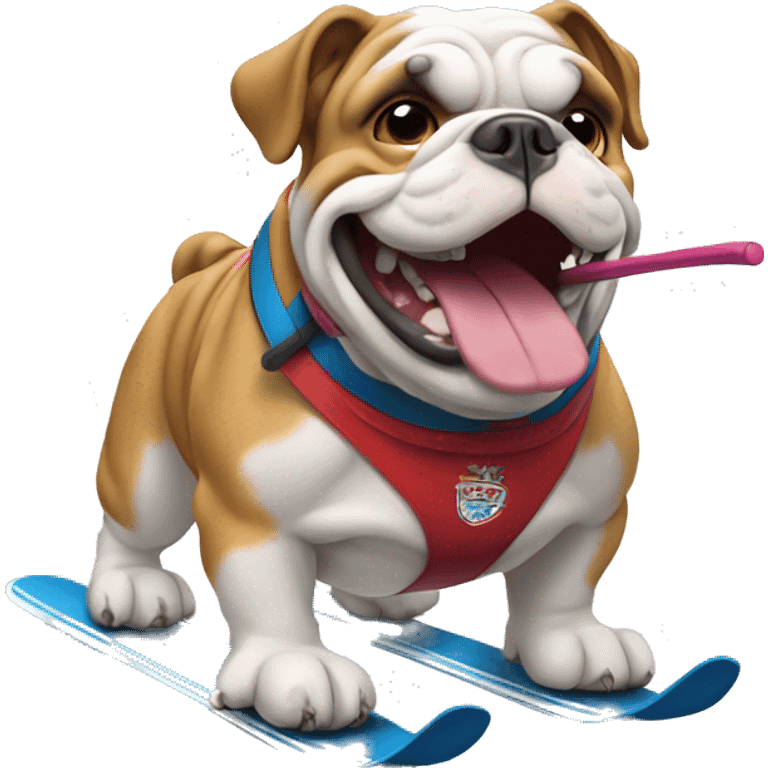 English bulldog skiing emoji