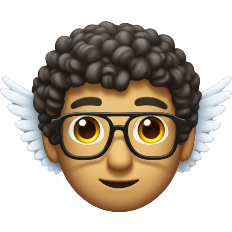 nerd emoji with wings for ears. and he has curly emoji