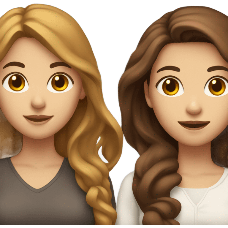 2 white females with brown hair and one brown female with brown hair together emoji