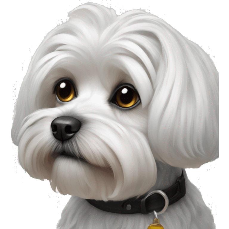 realistic dog portrait close-up black Maltese black emoji