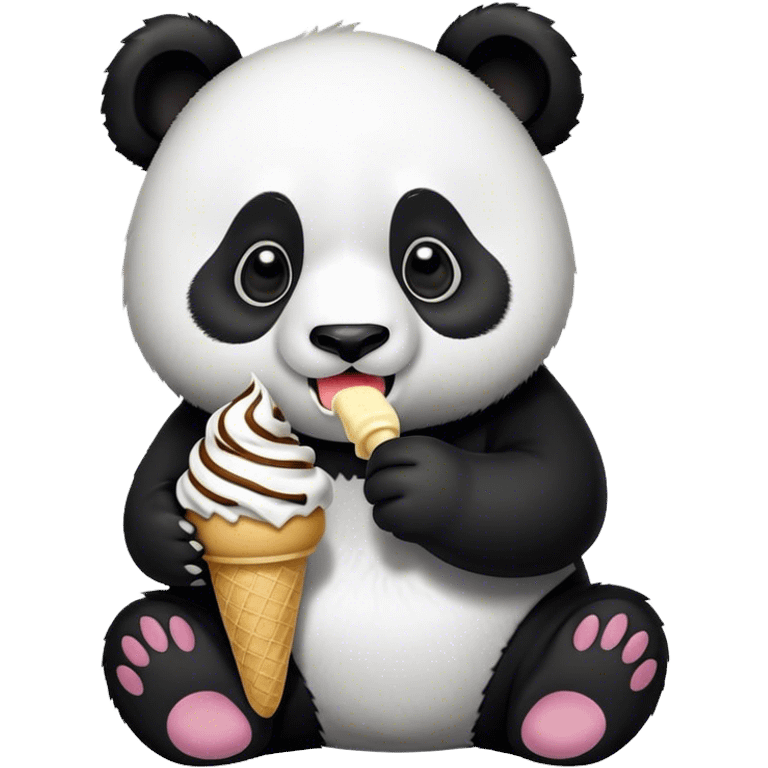 Panda eating ice cream emoji