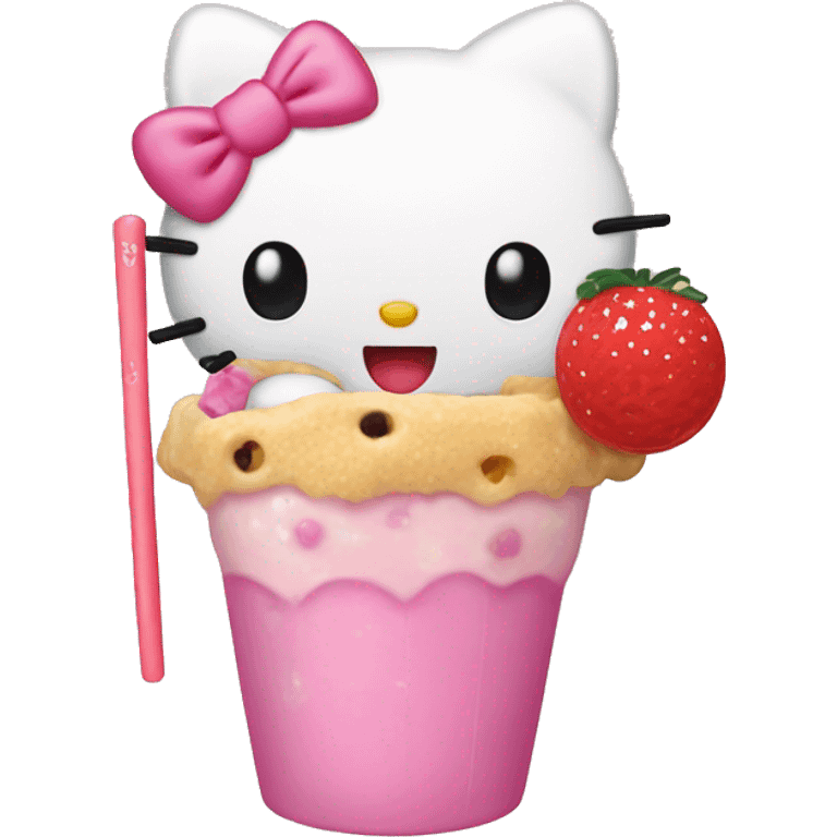 Hello kitty eating boba emoji