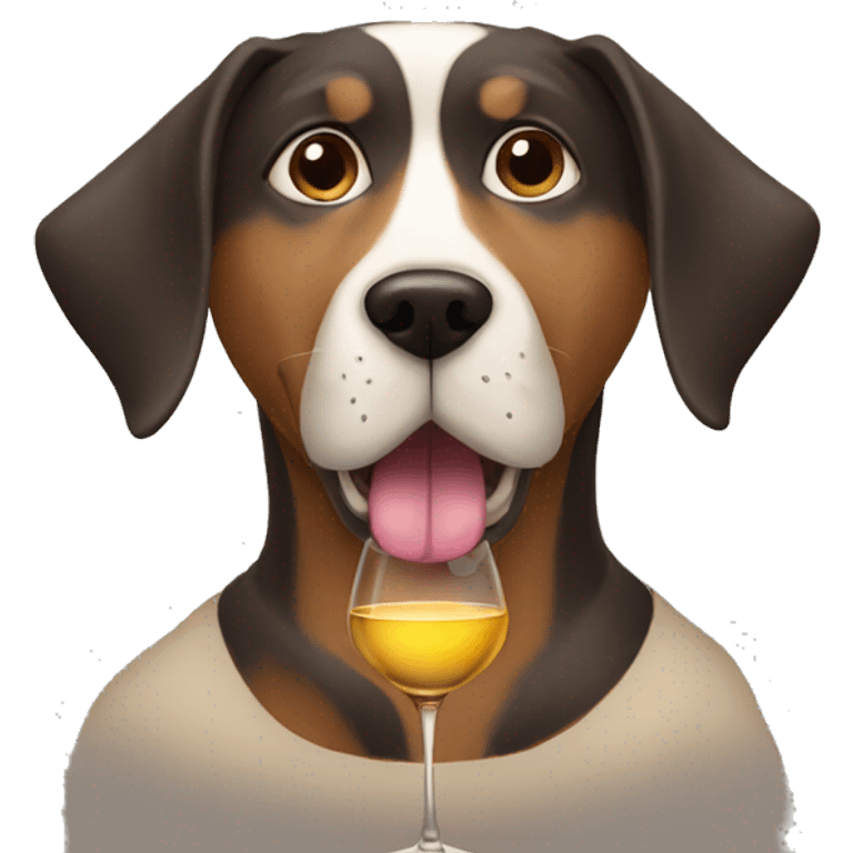 Dog-man hybrid sipping wine emoji