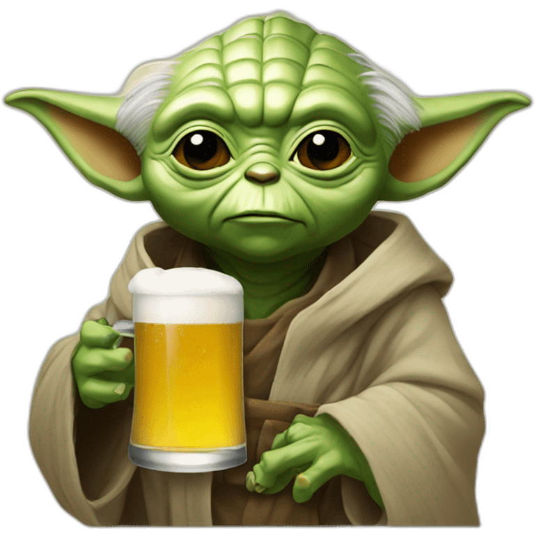 Yoda drinking beer emoji