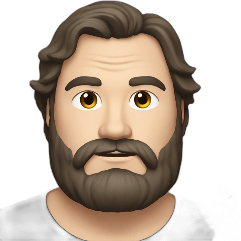 Man with long black hair and beard, Caucasian, looks like Jack Black, wearing black shirt, with a black cat in his arms emoji